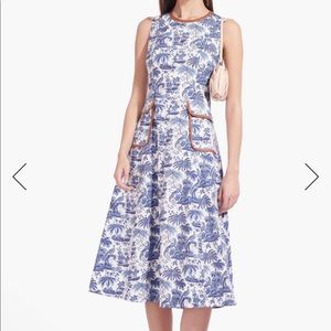 Staud Cotton Dress with Vegan Leather trim